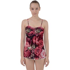 Pink Roses Flowers Love Nature Babydoll Tankini Top by Grandong