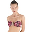 Pink Roses Flowers Love Nature Twist Bandeau Bikini Top View1