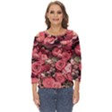 Pink Roses Flowers Love Nature Cut Out Wide Sleeve Top View1