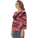 Pink Roses Flowers Love Nature Cut Out Wide Sleeve Top View2