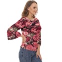 Pink Roses Flowers Love Nature Cut Out Wide Sleeve Top View3