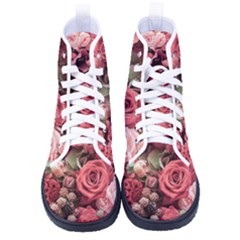 Pink Roses Flowers Love Nature Men s High-top Canvas Sneakers by Grandong