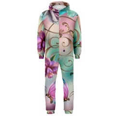 Love Amour Butterfly Colors Flowers Text Hooded Jumpsuit (men) by Grandong