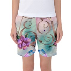 Love Amour Butterfly Colors Flowers Text Women s Basketball Shorts by Grandong