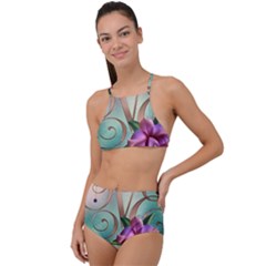 Love Amour Butterfly Colors Flowers Text Halter Tankini Set by Grandong