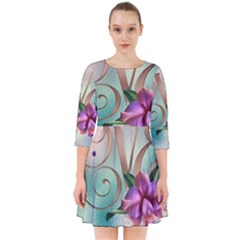 Love Amour Butterfly Colors Flowers Text Smock Dress by Grandong