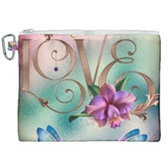 Love Amour Butterfly Colors Flowers Text Canvas Cosmetic Bag (xxl) by Grandong