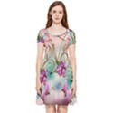 Love Amour Butterfly Colors Flowers Text Inside Out Cap Sleeve Dress View1