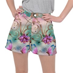 Love Amour Butterfly Colors Flowers Text Women s Ripstop Shorts by Grandong