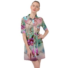 Love Amour Butterfly Colors Flowers Text Belted Shirt Dress by Grandong