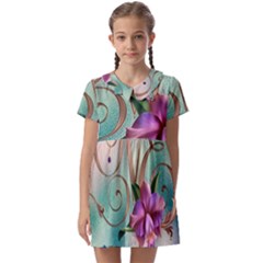 Love Amour Butterfly Colors Flowers Text Kids  Asymmetric Collar Dress by Grandong