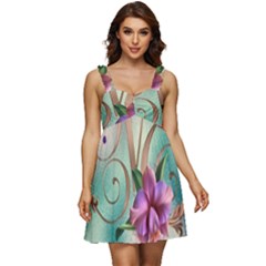 Love Amour Butterfly Colors Flowers Text Ruffle Strap Babydoll Chiffon Dress by Grandong