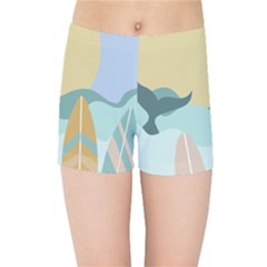 Beach Sea Surfboards Water Sand Drawing  Boho Bohemian Nature Kids  Sports Shorts by Grandong