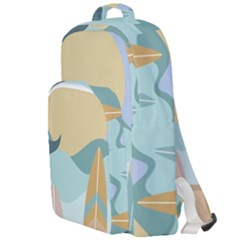 Beach Sea Surfboards Water Sand Drawing  Boho Bohemian Nature Double Compartment Backpack by Grandong