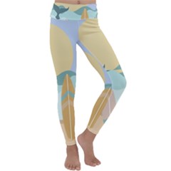 Beach Sea Surfboards Water Sand Drawing  Boho Bohemian Nature Kids  Lightweight Velour Classic Yoga Leggings by Grandong