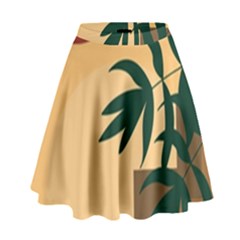 Arch Stairs Sun Branches Leaves Boho Bohemian Botanical Minimalist Nature High Waist Skirt by Grandong