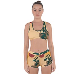 Arch Stairs Sun Branches Leaves Boho Bohemian Botanical Minimalist Nature Racerback Boyleg Bikini Set by Grandong