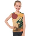 Arch Stairs Sun Branches Leaves Boho Bohemian Botanical Minimalist Nature Kids  Mesh Tank Top View1