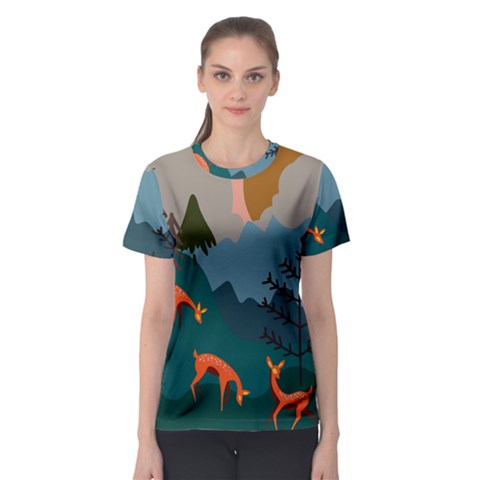 Roe Deer Animal Boho Bohemian Nature Women s Sport Mesh T-shirt by Grandong