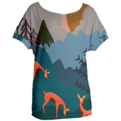 Roe Deer Animal Boho Bohemian Nature Women s Oversized T-shirt by Grandong