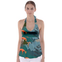 Roe Deer Animal Boho Bohemian Nature Tie Back Tankini Top by Grandong