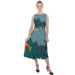 Roe Deer Animal Boho Bohemian Nature Midi Tie-back Chiffon Dress by Grandong