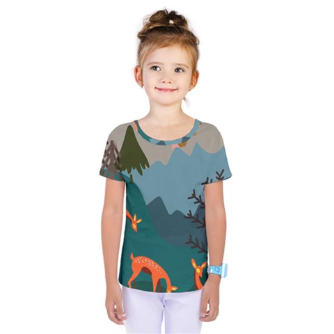 Roe Deer Animal Boho Bohemian Nature Kids  One Piece T-shirt by Grandong