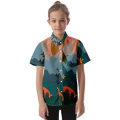 Roe Deer Animal Boho Bohemian Nature Kids  Short Sleeve Shirt by Grandong