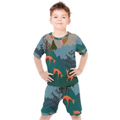 Roe Deer Animal Boho Bohemian Nature Kids  T-shirt And Shorts Set by Grandong