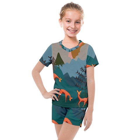 Roe Deer Animal Boho Bohemian Nature Kids  Mesh T-shirt And Shorts Set by Grandong