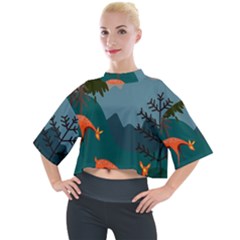 Roe Deer Animal Boho Bohemian Nature Mock Neck T-shirt by Grandong