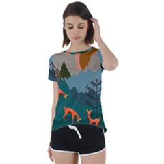 Roe Deer Animal Boho Bohemian Nature Short Sleeve Open Back T-shirt by Grandong