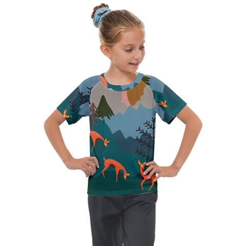 Roe Deer Animal Boho Bohemian Nature Kids  Mesh Piece T-shirt by Grandong