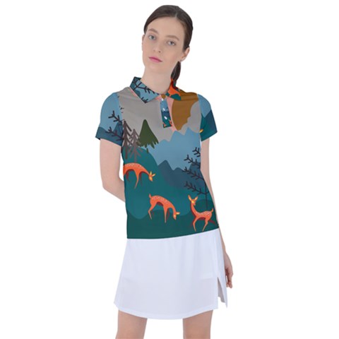 Roe Deer Animal Boho Bohemian Nature Women s Polo T-shirt by Grandong