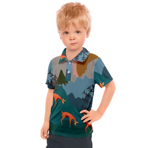 Roe Deer Animal Boho Bohemian Nature Kids  Polo T-shirt by Grandong