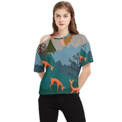 Roe Deer Animal Boho Bohemian Nature One Shoulder Cut Out T-shirt by Grandong