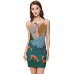 Roe Deer Animal Boho Bohemian Nature Summer Tie Front Dress by Grandong