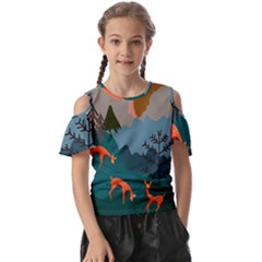 Roe Deer Animal Boho Bohemian Nature Kids  Butterfly Cutout T-shirt by Grandong