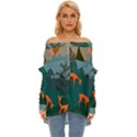 Roe Deer Animal Boho Bohemian Nature Off Shoulder Chiffon Pocket Shirt View1