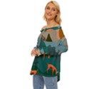 Roe Deer Animal Boho Bohemian Nature Off Shoulder Chiffon Pocket Shirt View2