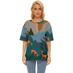 Roe Deer Animal Boho Bohemian Nature Oversized Basic T-shirt by Grandong