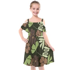 Flowers Leaves Plant Botanical Boho Bohemian Minimalist Nature Kids  Cut Out Shoulders Chiffon Dress