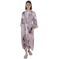 Flowers Pattern Botanical Scrapbook Maxi Satin Kimono by Grandong