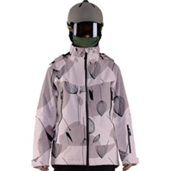 Flowers Pattern Botanical Scrapbook Men s Zip Ski And Snowboard Waterproof Breathable Jacket