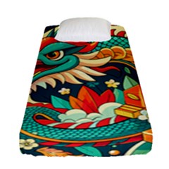 Chinese New Year – Year Of The Dragon Fitted Sheet (single Size) by Valentinaart