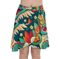 Chinese New Year – Year Of The Dragon Chiffon Wrap Front Skirt by Valentinaart