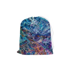 Kaleidoscopic Currents Drawstring Pouch (medium) by kaleidomarblingart