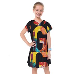 Abstract, Dark Background, Black, Typography,g Kids  Drop Waist Dress by nateshop