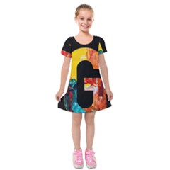 Abstract, Dark Background, Black, Typography,g Kids  Short Sleeve Velvet Dress by nateshop