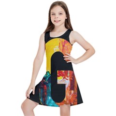 Abstract, Dark Background, Black, Typography,g Kids  Lightweight Sleeveless Dress by nateshop